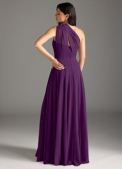Azazie Charlize Bridesmaid Dresses Grape A-Line One Shoulder Chiffon Dress image2