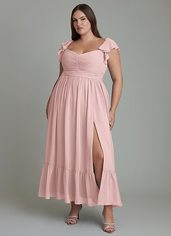 Azazie Anaya Bridesmaid Dresses Powder Pink A-Line Sweetheart Neckline Chiffon Dress image8