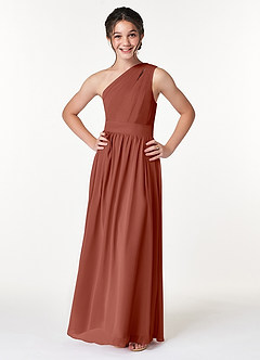Azazie Molly Junior Amethyst A-Line Pleated Chiffon Dress image3