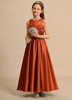 Azazie Ducky Girls Formal Flower Girl Klänningar Klä A-Line i Stretch Satin Plisserad image5