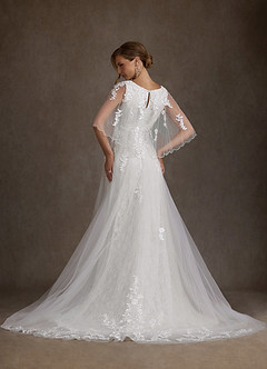 Azazie Renesmee Vestidos de novia Vestido Diamante Blanco de Tul de Línea A con Lentejuelas image2