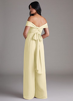 Azazie Lamara Jurken voor bruidsmeisjes Converteerbaar Jumpsuit van Chiffon Off the Shoulder Citroensorbet image5