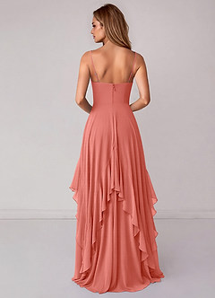 Azazie Zaina Brautjungfernkleider A-Linie Chiffon Kleid Lachsrosa image6