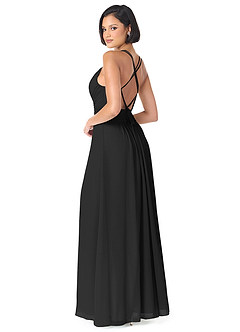 Azazie Farren Bridesmaid Dresses Black A-Line Pleated Chiffon Convertible Dress image5