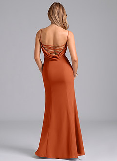 Azazie Wynni Robes de demoiselle d'honneur Robe Sirène en Mousseline de soie Corset Orange Brûlée image6