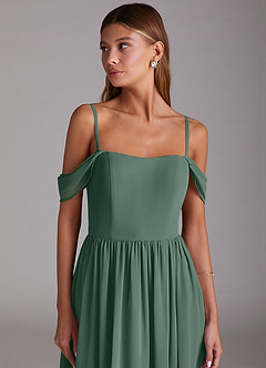 Azazie Calianna Bridesmaid Dresses Sea Moss A-Line Off the Shoulder Chiffon Convertible Dress image2