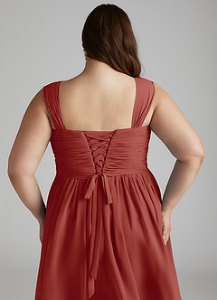 Azazie Angie Robes de demoiselle d'honneur Robe Trapèze en Mousseline de soie Corset Terracotta image15
