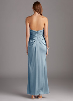 Azazie Lexie Bridesmaid Dresses Dusty Blue Sheath Strapless Stretch Satin Convertible Dress image3