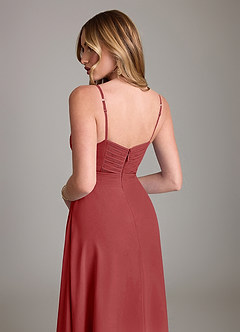 Azazie Terese Bridesmaid Dresses Rust A-Line Pleated Chiffon Dress image7