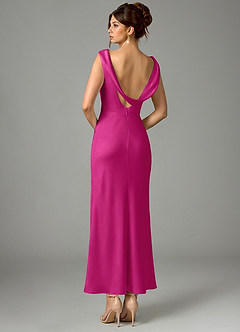 Azazie Kieryn Bridesmaid Dresses Fuchsia Mermaid Pleated Stretch Satin Dress image5