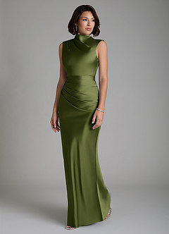 Azazie Lumia Robes de demoiselle d'honneur Robe Fourreau en Satin extensible Corset Olive image5