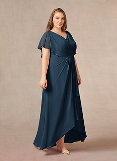 Azazie Eliza Final Sale Black A-Line V-Neck Pleated Chiffon Dress image9