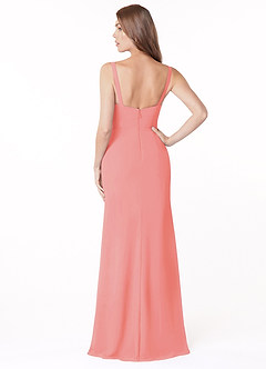 Azazie Salma Abiti da Damigella Abito Tubino in Chiffon Spacco Laterale Corallo image2