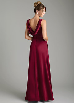 Azazie Karina Bridesmaid Dresses Burgundy A-Line Pleated Stretch Satin Dress image5