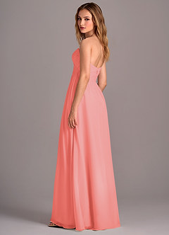 Azazie Joni Bridesmaid Dresses Coral A-Line Strapless Chiffon Convertible Dress image3