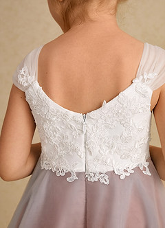 Azazie Momo Flower Girl Dresses Ivory Mai Tai A-Line Lace Dress image7