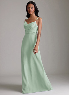 Azazie Kali Bridesmaid Dresses Agave A-Line Pleated Chiffon Dress image6