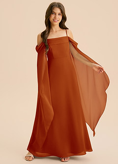 Azazie Moana Junior Linia A Pofałdowany Szyfon Długość podłogi Młodsza druhna Sukienka image6