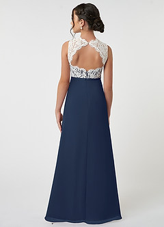 Azazie Rana Junior Dark Navy A-Line Lace Chiffon Dress image2