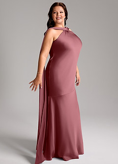 Azazie Kinsley Bridesmaid Dresses Desert Rose Mermaid Side Slit Stretch Satin Dress image12