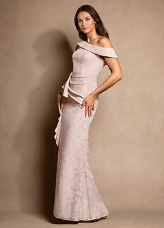 Azazie Hamptons Mother of the Bride Dresses Blushing Pink A-Line Pleated Floral Burnout Dress image2