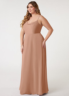Azazie Daenerys Brautjungfernkleider A-Linie Kutte Chiffon Kleid Champagner Rosa image10
