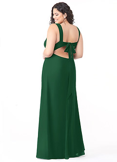 Azazie Christiana Final Sale Dark Green A-Line V-Neck Pleated Chiffon Dress image8