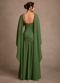 Azazie Flossie Mother of the Bride Dresses Olive A-Line Pleated Chiffon Dress image2