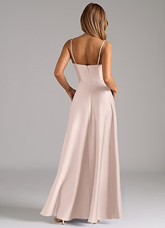 Azazie Elle Bridesmaid Dresses Blushing Pink A-Line Pleated Stretch Satin Dress image7