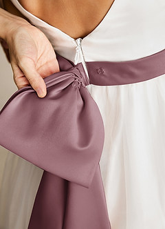 Azazie Lea Flower Girl Dresses Vintage Mauve A-Line Spaghetti Strap Tulle Dress image5