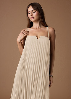 Nahla Cream Allover Pleated Maxi Dress image8