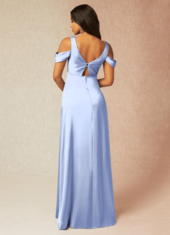 Azazie Rhea Brautjungfernkleider für Schwangere A-Linie Schulternfrei Gefaltet Stretch-Satin Bodenlänge Kleid image2