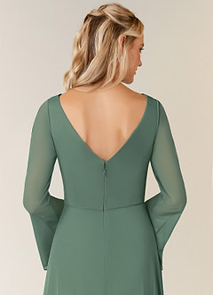 Azazie Teraso Mother of the Bride Dresses Eucalyptus A-Line Pleated Mesh Dress image6