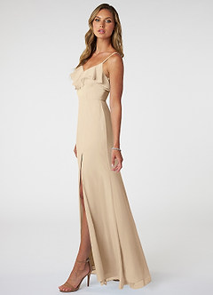 Azazie Natalia Final Sale Champagne A-Line Chiffon Dress image3