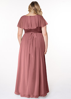 Azazie Jael Bridesmaid Dresses Desert Rose A-Line V-Neck Mesh Dress image8