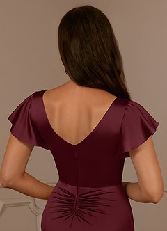Azazie Roya Mother of the Bride Dresses Cabernet Mermaid V-Neck Pleated Stretch Satin Dress image6