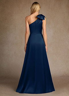 Azazie Easton Mother of the Bride Dresses Dark Navy A-Line One Shoulder Stretch Satin Dress image3