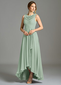 Azazie Wonderland Bridesmaid Dresses Agave A-Line Pleated Chiffon Dress image3