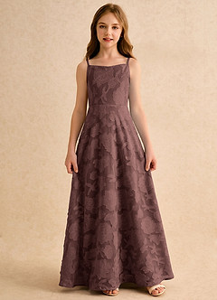 Azazie Jaella Girls Formal Flower Girl Klänningar Klänning A-linje i Blommig Utbrändhet Plisserad image3