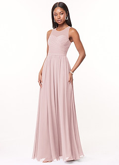 Azazie Nina Bridesmaid Dresses Blushing Pink A-Line Pleated Chiffon Dress image4