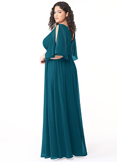 Azazie Temeka Bridesmaid Dresses Ink Blue A-Line Ruched Chiffon Dress image10