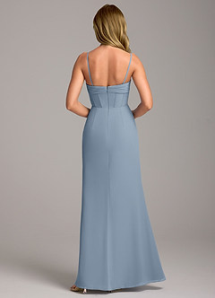 Azazie Chantel Bridesmaid Dresses Dusty Blue Sheath Strapless Chiffon Convertible Dress image6