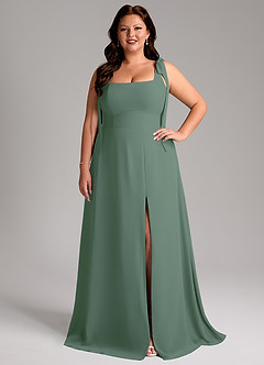 Azazie Debra Bridesmaid Dresses Eucalyptus A-Line with Pockets Chiffon Convertible Dress image8