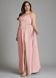 Azazie Cadence Robes de demoiselle d'honneur Robe Trapèze Convertible en Satin extensible Corset Rose Poudré image14