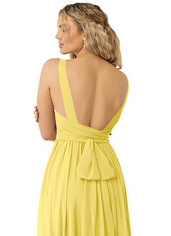 Azazie Kora Bridesmaid Dresses Canary A-Line Pleated Chiffon Dress image6