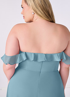 Barbie ♥ Azazie Bridesmaid Dresses Moody Blue A-Line Off the Shoulder Chiffon Convertible Dress image11