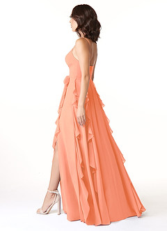 Azazie Peyton Vestidos de damas de honor Vestido de Atardecer de Gasa de Corte en A con Volante image4