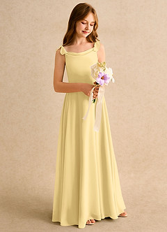 Azazie Puppy Girls Formal Flower Girl Dresses Butter A-Line Pleated Chiffon Dress image1