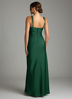 Azazie Ellia Brautjungfernkleider Etui Schleifen Stretch-Satin Kleid Dunkelgrün image5
