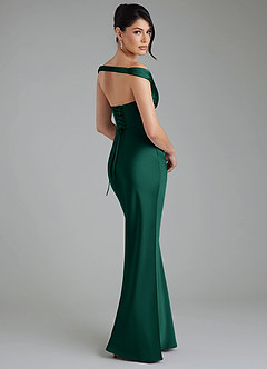 Azazie Stella Bridesmaid Dresses Emerald Sheath Corset Stretch Satin Convertible Dress image2